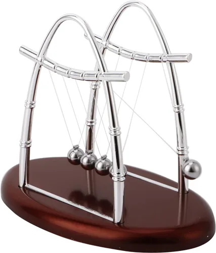 Vista 7 de Rengue Newtons Balance Balls Physics Pendulum, Silver, Plastic and Iron, 7.09x4.33x5.51 Inch, Educational Science Toy, Office Desk Decor Newtons