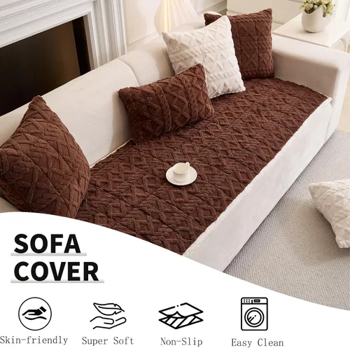 Vista 4 de Funda de sofá de felpa para mascotas, fundas de sofá súper suaves para gatos y perros, funda de sofá lavable, protector de sofá para sala de estar