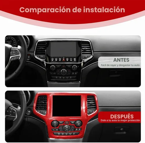 Vista 6 de Cubierta para panel de navegación con bisel central para Grand Cherokee Center Dash compatible con Jeep Grand Cherokee 2019 2020, accesorios Rojo