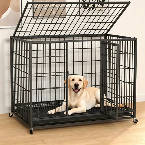 Vista 12 de Black 27 Inch Heavy Duty Large Dog Crate,Indestructible Dog Kennel Indoor