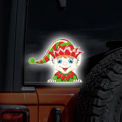 Vista 26 de Pegatina Navideña de Papá Noel Asomado, Lindas Pegatinas de Venado y Muñeco de Nieve para Ventana, Adhesivos para Parachoques de Coche, Adornos