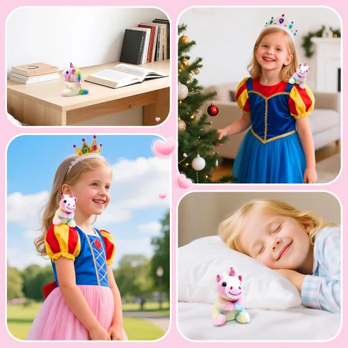 Vista 4 de Juguetes de peluche con imán de unicornio para el hombro, lindo regalo de peluche para niñas de 3 a 8 años, accesorios de disfraz, regalos para niños