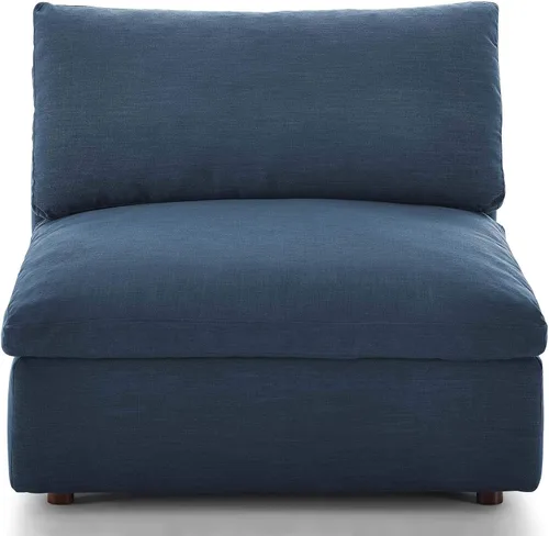 Vista 4 de Modway Commix - Sofá seccional tapizado con relleno de plumón, silla sin brazos en color azul Tela Azure