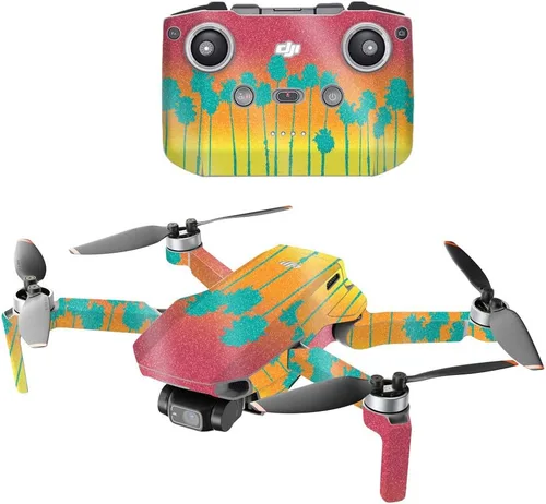 Vista 7 de MightySkins brillo brillante compatible con DJI Mini 2 Drone portátil – Polígono gris Protector, duradero acabado brillante brillante Fácil