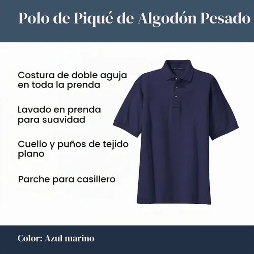 Vista 7 de Port Authority Polo piqué de algodón pesado unisex Negro