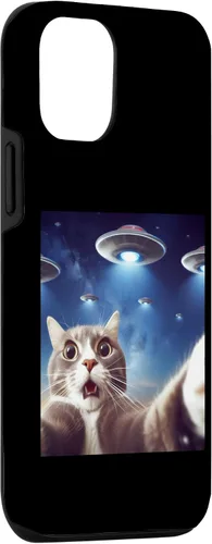 Vista 3 de Funda clásica para iPhone 15 con diseño de gato alienígena