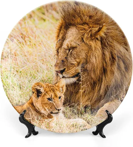 Vista 12 de Plato decorativo para colgar en la pared, plato de cerámica de ñu azul animal, platos divertidos para cena, plato decorativo de mesa, plato