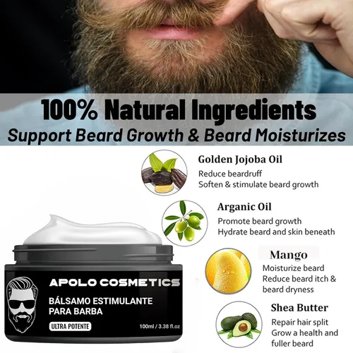 Vista 5 de Para Barba, Crecimiento De Barba Para Hombre, Bálsamo Estimulante de Barba Crema para Barba, Estimulante De Barba Ultra Potente, Bálsamo para Barba