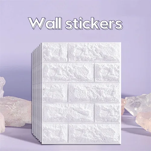 Vista 5 de Melairya Panel de pared 3D, 10 unidades, autoadhesivo, impermeable, de espuma de polietileno, anticolisión, utilizado para baño y sala de estar