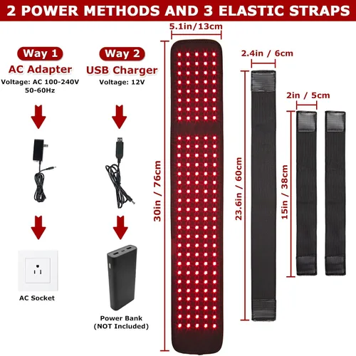 Vista 5 de Terapia de luz roja LED para pies y cuerpo, CAMECO 640 nm, 660 nm y 880 nm, cinturón de terapia de luz infrarroja para dolor de pies y neuropatía