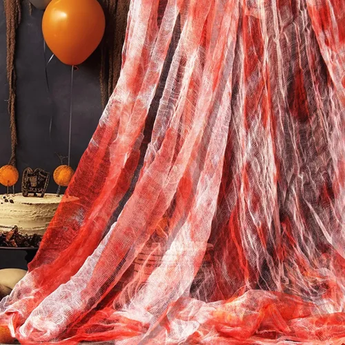 Vista 8 de NEBURORA Tela espeluznante de Halloween de 200 x 85 pulgadas para decoración de fiesta de casa embrujada para Halloween, decoración de habitación