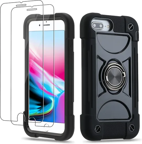 Vista 25 de Funda para iPhone Se3/iPhone Se2, iPhone 6/6S, iPhone 7/iPhone 8 de 4.7 pulgadas con soporte de anillo, con 2 protectores de pantalla resistentes