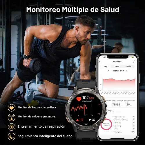 Vista 7 de AMAZTIM Relojes inteligentes para hombres, batería extra larga de 60 días, Bluetooth militar resistente para llamadas (contestar/realizar llamadas)
