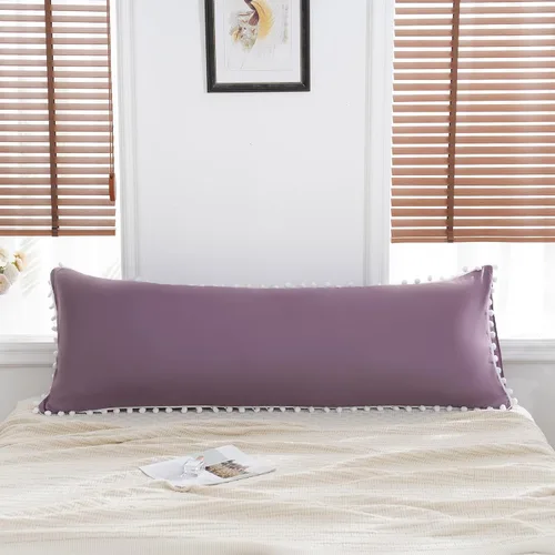 Vista 35 de Juego de 2 fundas de almohada con pompones color verde aguacate, tamaño Queen estándar, 100% microfibra lavada, funda de almohada con flecos de bola