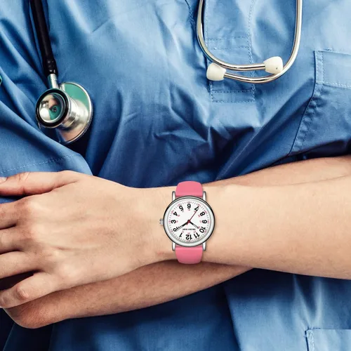 Vista 8 de GOLDEN HOUR Reloj de enfermera impermeable para profesionales médicos, estudiantes, mujeres y hombres, esfera luminosa de fácil lectura, 24 horas