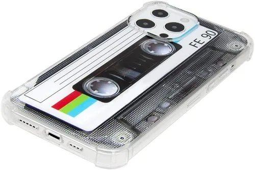 Vista 6 de FAteamll Funda para iPhone 13 Pro, acabado mate, resistente, suave, con esquinas reforzadas, TPU suave, parachoques retro, funda de cinta de casete