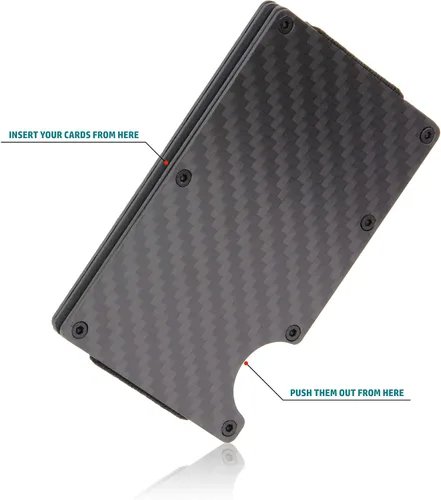 Vista 3 de Monedero minimalista rígido para hombres - RFID bloqueo de fibra de carbono Monedero clip