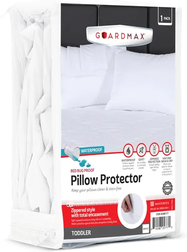 Vista 12 de Guardmax - Protector de almohada resistente al agua y a prueba de chinches - Con zipper - Juego de 2 - Silencioso, Poliuretano, Blanco, Estándar