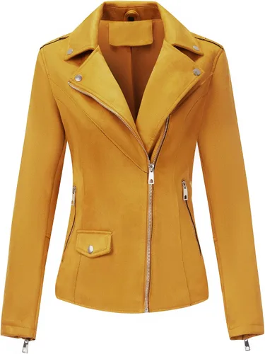 Vista 3 de Bellivera Chaquetas de cuero sintético para mujer, abrigo corto de moda para primavera e invierno