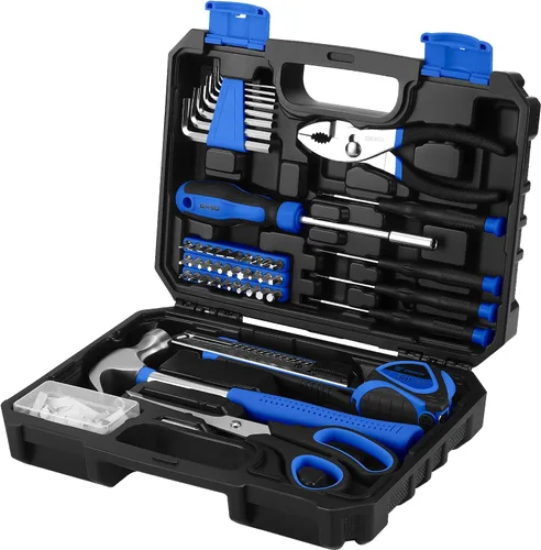 Vista 14 de DEKOPRO Kit de herramientas manuales generales para el hogar de 50 piezas con caja de herramientas de plástico, kit de herramientas multiusos