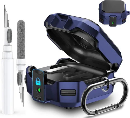 Vista 10 de Funda para Galaxy Buds 4 Pro/Buds4 con clip de bloqueo seguro, a prueba de golpes para Samsung Galaxy Buds 4/4 Pro 2026 con mosquetón y kit