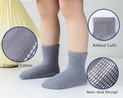 Vista 3 de EPEIUS Calcetines antideslizantes unisex para bebés y niños juego de 6