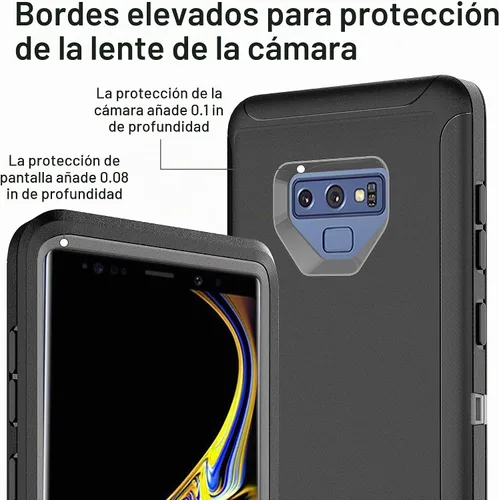 Vista 2 de Funda para Galaxy Note 9 con protector de pantalla de TPU [2 unidades], 3 en 1, protección resistente a los golpes, color negro y gris