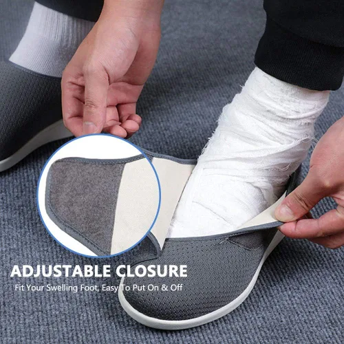 Vista 4 de MEJORMEN Zapatos para diabéticos para hombre, extra anchos, con cierre ajustable, zapatos deportivos ligeros y casuales, soporte para pies