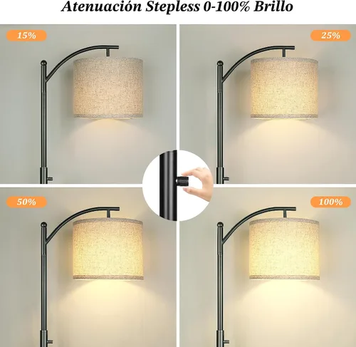Vista 5 de ROTTOGOON Lámpara de pie regulable, lámparas de pie de arco para sala de estar, lámpara de pie moderna de atenuación continua con pantalla de lino