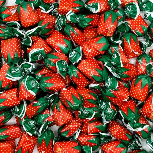 Vista 3 de Caramelo duro relleno de fresa - Bolsa de 2 libras, Bon Bons envueltos individualmente Strawberry Bon Bons Candy Bulk Bag (Approx. 130 Pieces)