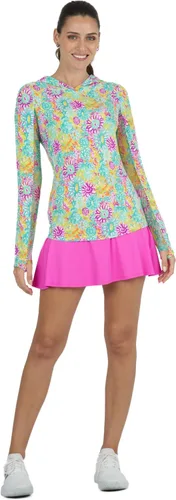 Vista 2 de IBKUL Athleisure Wear UPF50+ - Sudadera con capucha de manga larga con estampado de lilli de hielo
