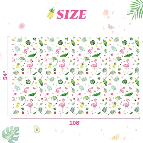 Vista 4 de WERNNSAI - Mantel de flamenco – 1 paquete de 108 x 54 pulgadas, mantel tropical Luau Decoraciones de fiesta de flamenco hawaiano rosa, mantel