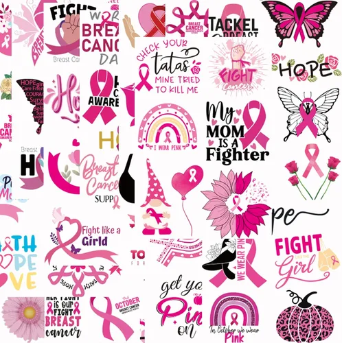 Vista 8 de MARFOREVER 200 piezas de calcomanías de conciencia del cáncer de mama, calcomanías de cinta rosa para mujeres y niñas, calcomanías de vinilo