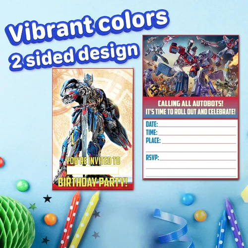 Vista 3 de 20 invitaciones y sobres dinámicos de cumpleaños de Robot Hero Adventure - Invitaciones de fiesta de feliz cumpleaños para niños, 6 x 4 pulgadas