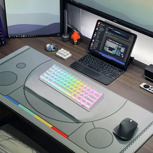 Vista 8 de RK ROYAL KLUDGE RK61 Teclado mecánico con cable 60% para juegos programable QMKVIA RGB retroiluminado 61 teclas ultra compacto intercambiable