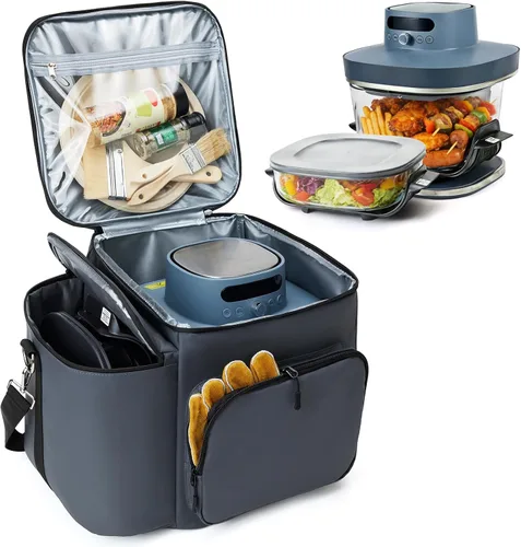 Vista 8 de Estuche de transporte para freidora de aire Ninja Crispi 4QT y contenedores Gris