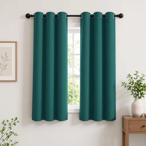 Vista 134 de Cortinas de oscurecimiento de habitación de 45 pulgadas de largo para dormitorio y sala de estar, cortinas térmicas aislantes con ojales