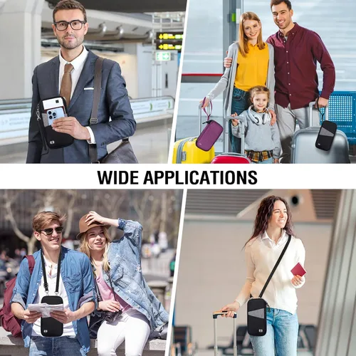 Vista 2 de BKNOOU Soporte para pasaporte familiar con bloqueo Rfid, organizador de documentos de viaje, soporte impermeable para pasaporte de viaje, soporte