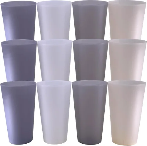 Vista 17 de AOYITE Juego de 12 vasos reutilizables de plástico de 22 onzas, sin BPA Color del arco iris