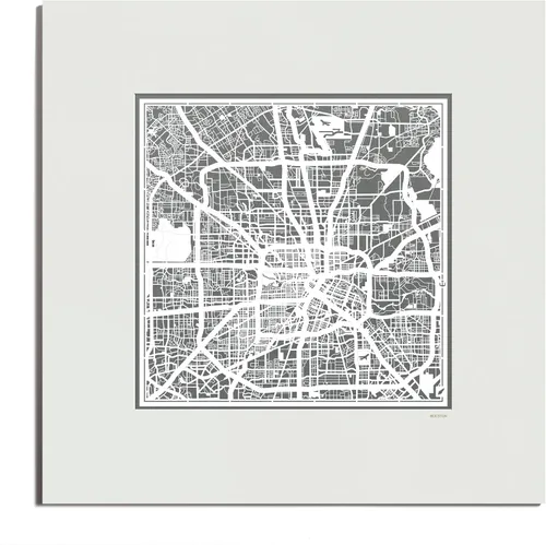 Vista 148 de O3 Design Studio San Diego, CA Paper Cut Map Matted Grey 20x20 in Paper Art