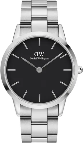 Vista 10 de Daniel Wellington Iconic Link Reloj pulsera de eslabones de oro rosa o plata Oro rosa/Negro