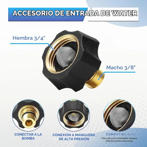Vista 3 de Bombas de lavado a presión de montaje de entrada de agua, hembra de Negro