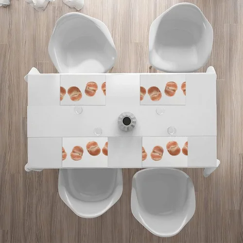 Vista 6 de Rectangular Placemats Set of 4, Heat Resistant Orange Printed Kitchen Dining Table Mats