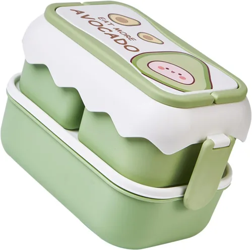Vista 5 de TOPINCN Cajas de almuerzo para microondas de dibujos animados lindos, contenedor independiente del compartimiento, contenedores plásticos apilables