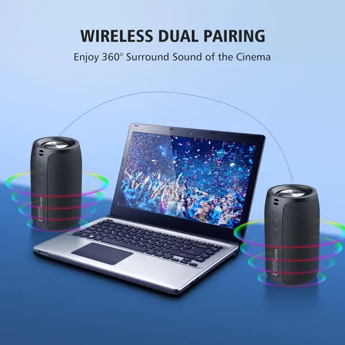 Vista 5 de ZEALOT Altavoces Bluetooth portátiles, altavoz inalámbrico, S32 Samll altavoz al aire libre, impermeable IPX5, emparejamiento Camuflaje