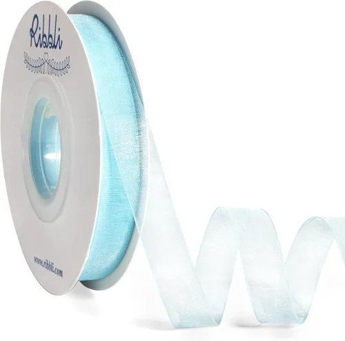 Vista 14 de Ribbli Cinta de organza azul aguamarina, 1 pulgada x 50 yardas, cinta transparente azul para envolver regalos, envoltura de galletas, decoración