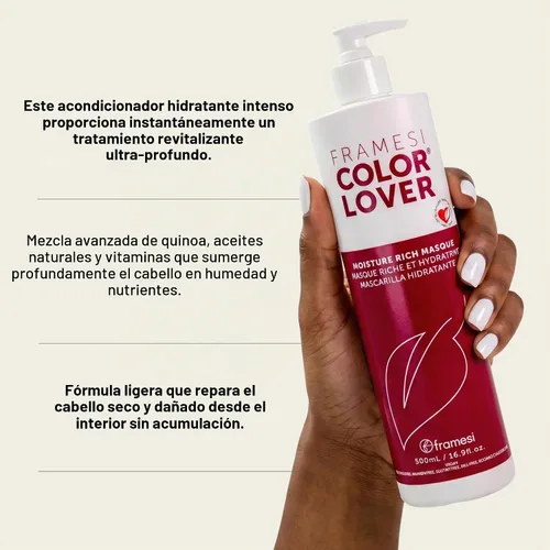 Vista 3 de FRAMESI - Máscara de color amante de la humedad, 33.8 onzas líquidas, sin sulfato para cabello teñido