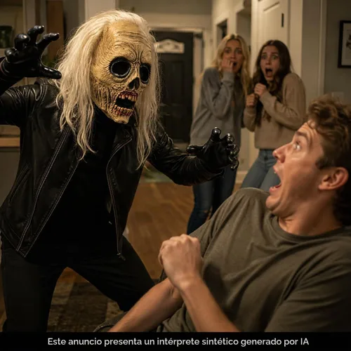 Vista 5 de Máscara aterradora de Halloween para adultos, esqueleto de calavera y cara