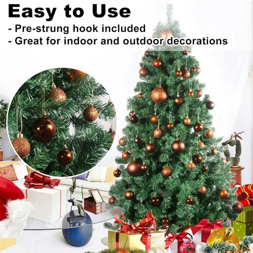 Vista 5 de Esferas pequeñas de bronce de 1.6 pulgadas para decoración del árbol de Navidad, adornos inastillables para cumpleaños, Halloween, vacaciones, boda