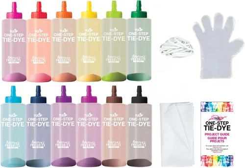 Vista 3 de Tulip One-Step Tie-Dye Kit 12 botellas grandes de color arcoíris de 4 onzas Manía